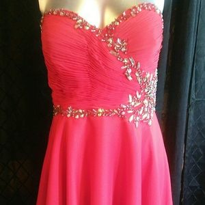 Red chiffon short dress